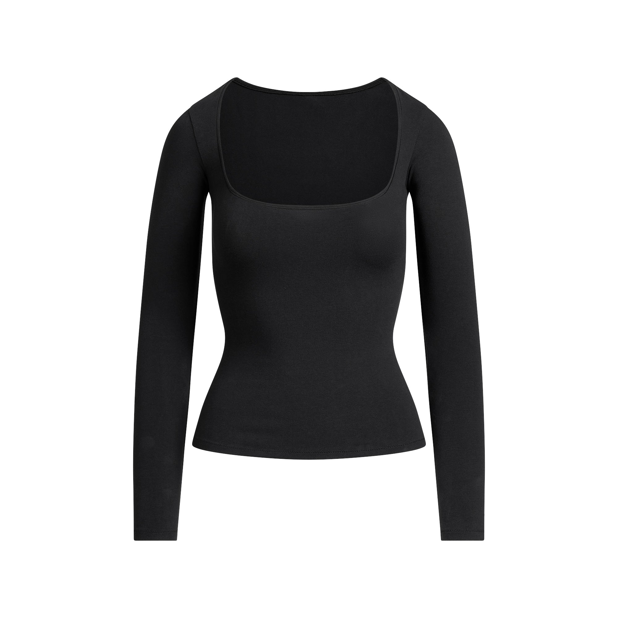 COTTON JERSEY SCOOP NECK LONG SLEEVE TOP | SOOT