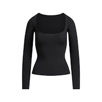 COTTON JERSEY SCOOP NECK LONG SLEEVE TOP