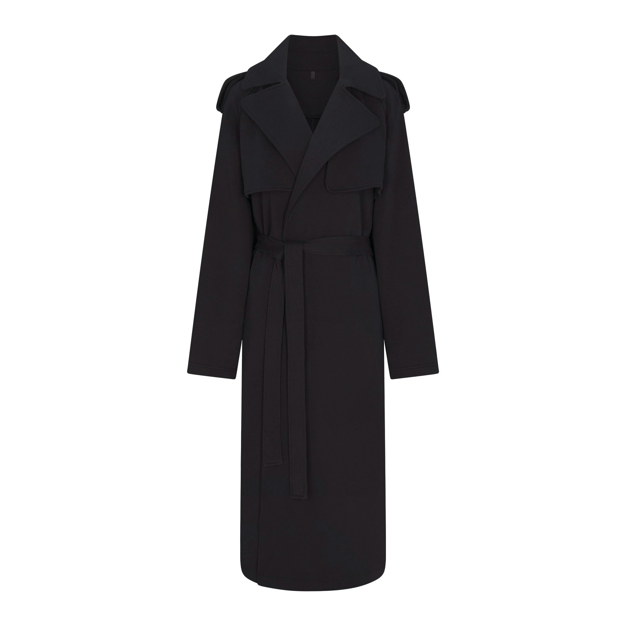 BOYFRIEND FLEECE TRENCH COAT | WASHED ONYX (JACKETS) FLAT ON A WHITE BACKGROUND | FLT