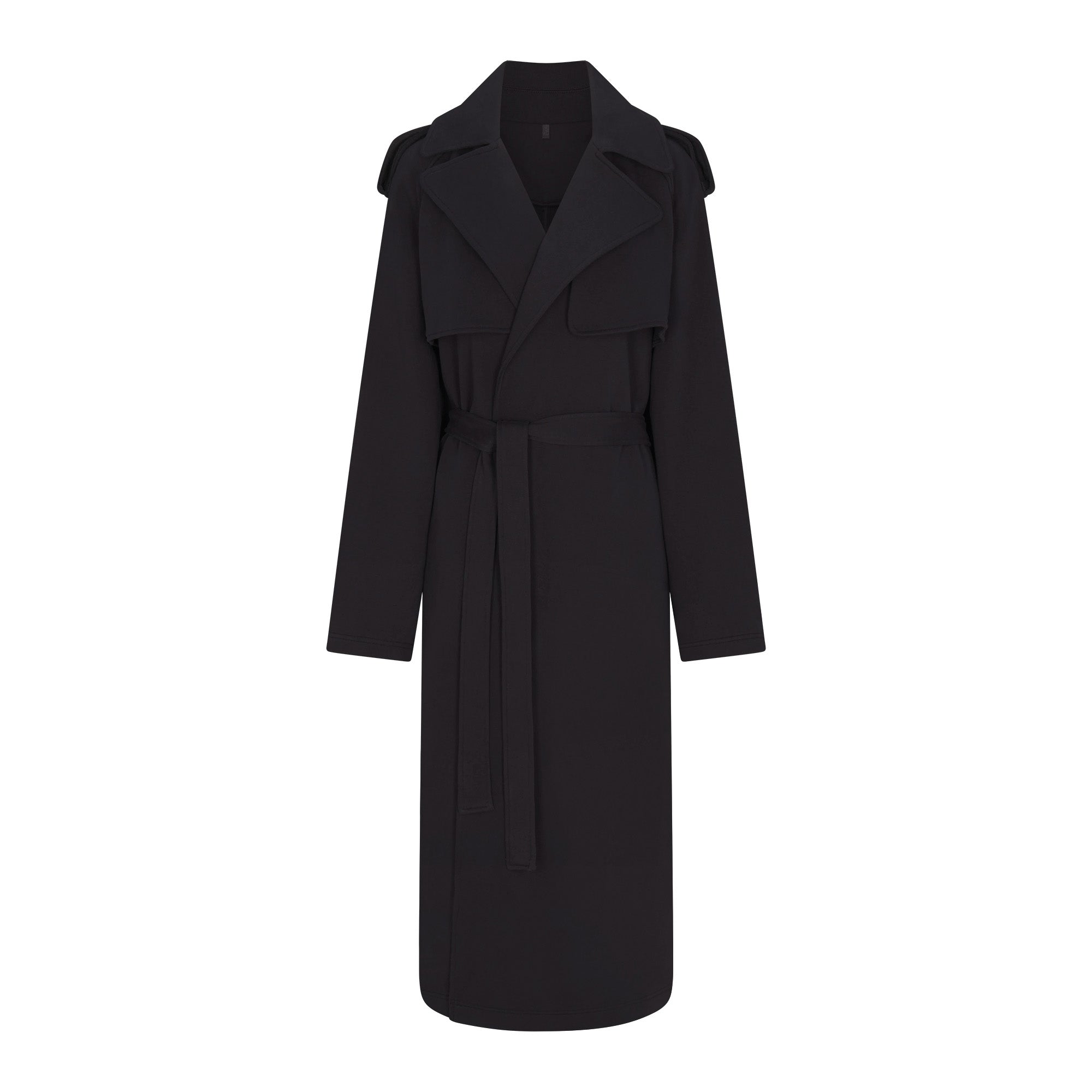 BOYFRIEND FLEECE TRENCH COAT | WASHED ONYX (JACKETS) FLAT ON A WHITE BACKGROUND | FLT