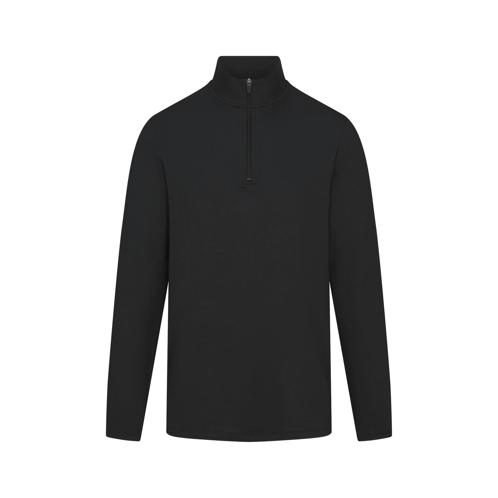 OUTDOOR JERSEY MENS HALF ZIP TOP | ONYX FLAT ON A WHITE BACKGROUND @ | FLT