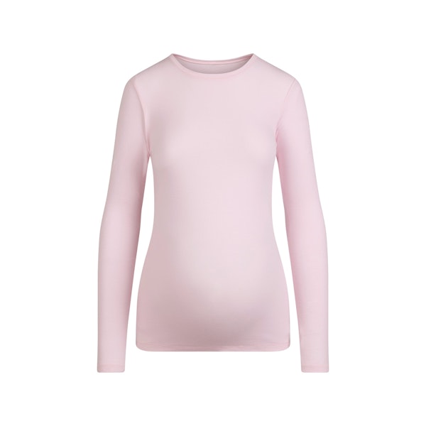 COTTON JERSEY MATERNITY LONG SLEEVE T-SHIRT | CHERRY BLOSSOM FLAT ON A WHITE BACKGROUND | FLT
