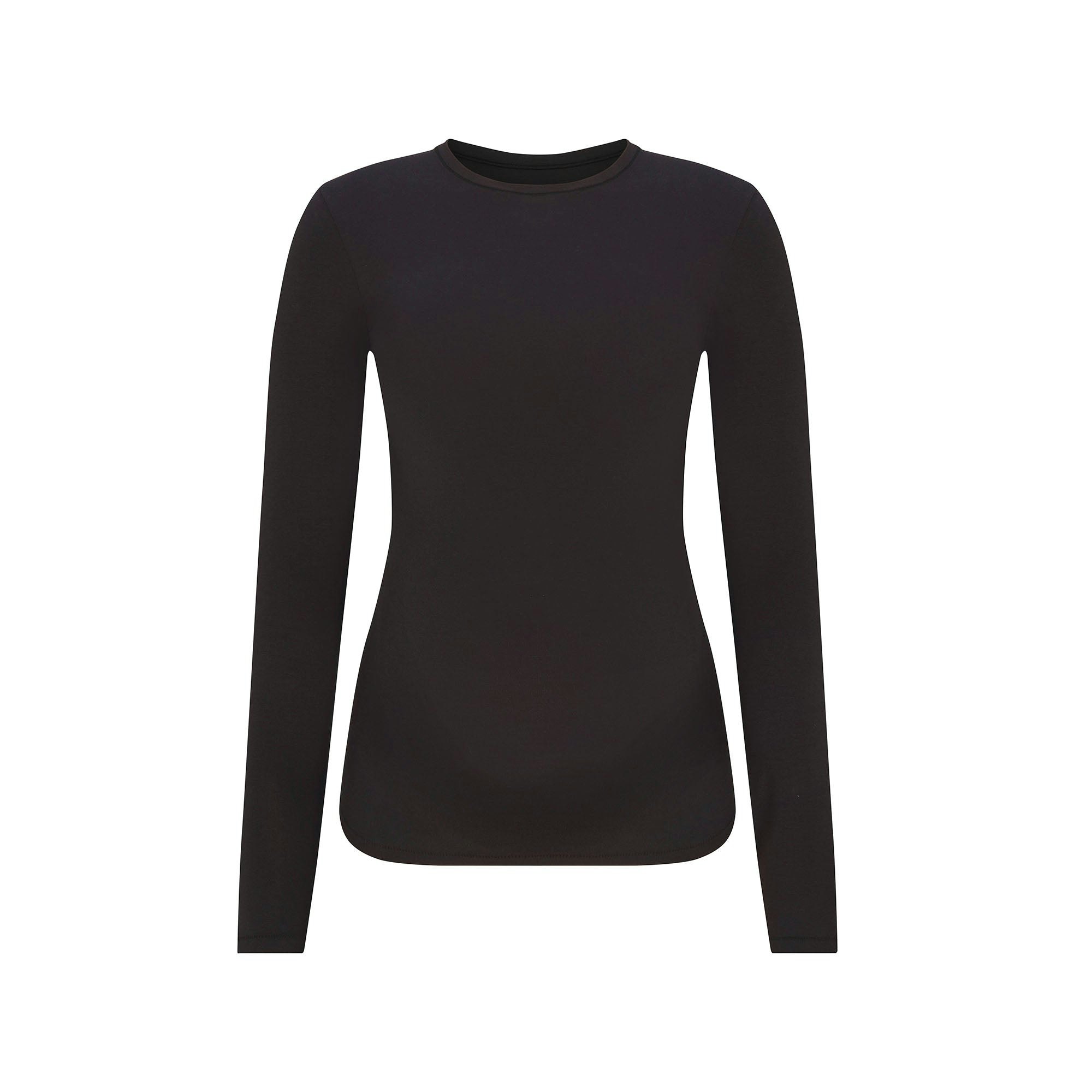 COTTON JERSEY MATERNITY LONG SLEEVE T-SHIRT | SOOT FLAT ON A WHITE BACKGROUND | FLT