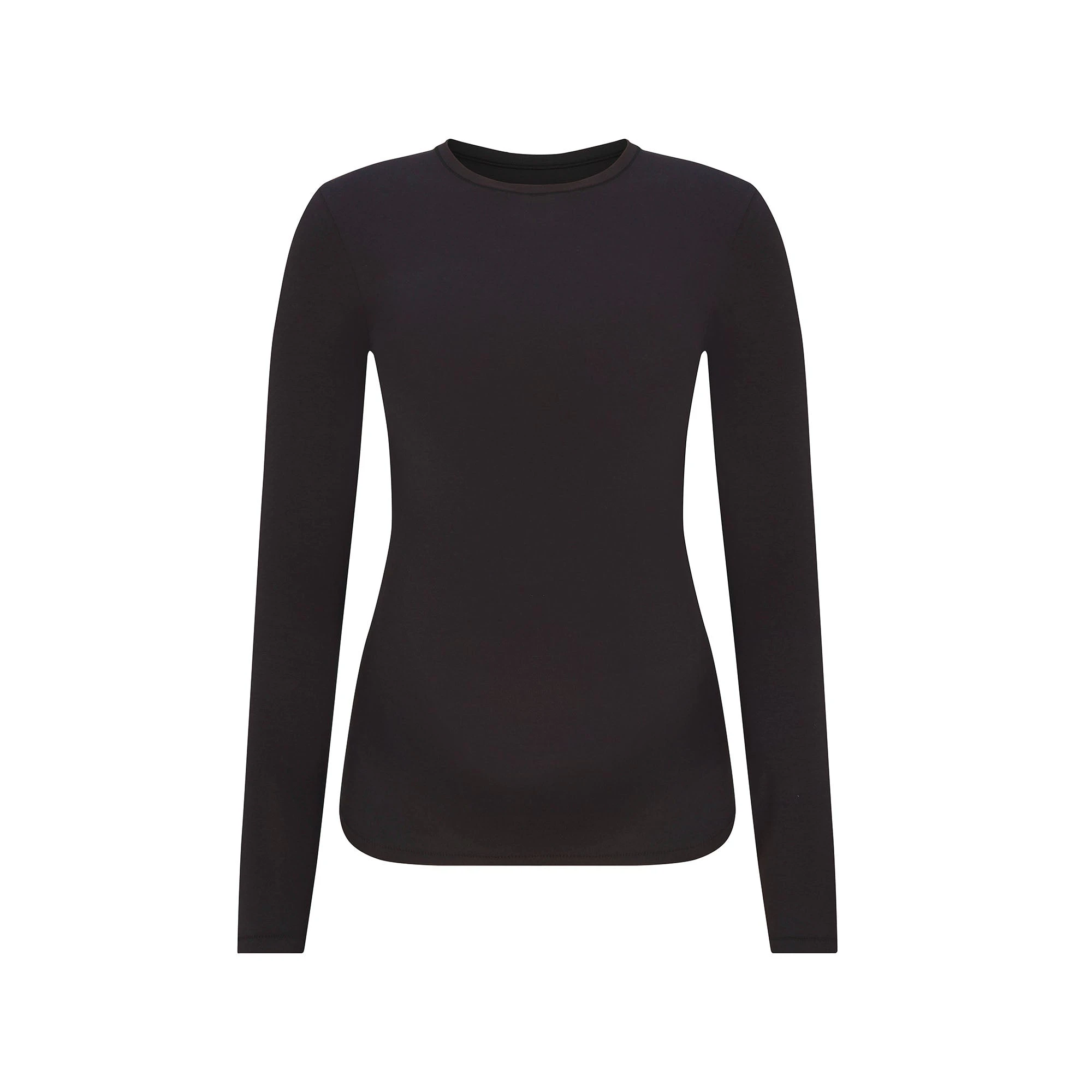 COTTON JERSEY MATERNITY LONG SLEEVE T-SHIRT | SOOT FLAT ON A WHITE BACKGROUND | FLT