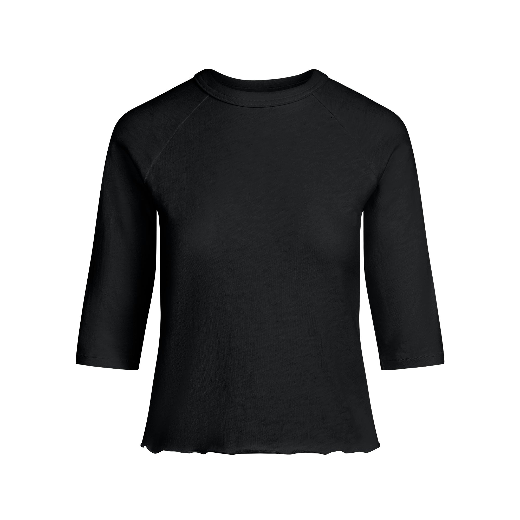 WORN IN JERSEY SHRUNKEN BASEBALL TEE | WASHED ONYX FLAT ON A WHITE BACKGROUND | FLT