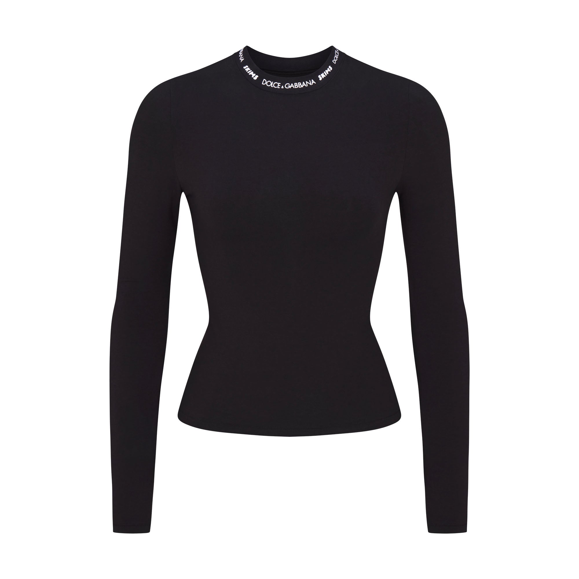 DOLCE&GABBANA X SKIMS COTTON JERSEY LONG SLEEVE T-SHIRT | ONYX | XXS