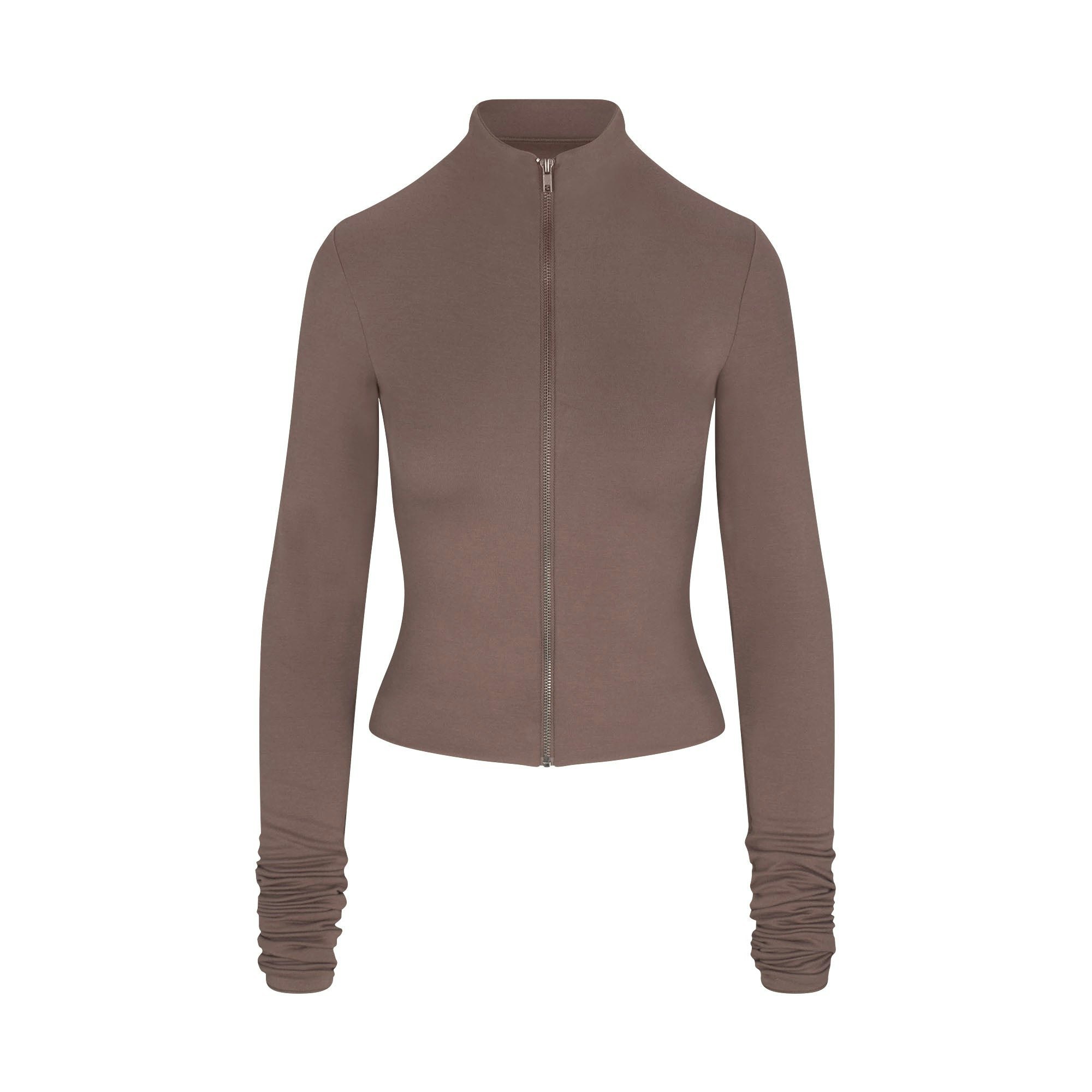 SKIMS CLOUD ZIP UP TOP | AMETHYST FLAT ON A WHITE BACKGROUND | FLT | FLT