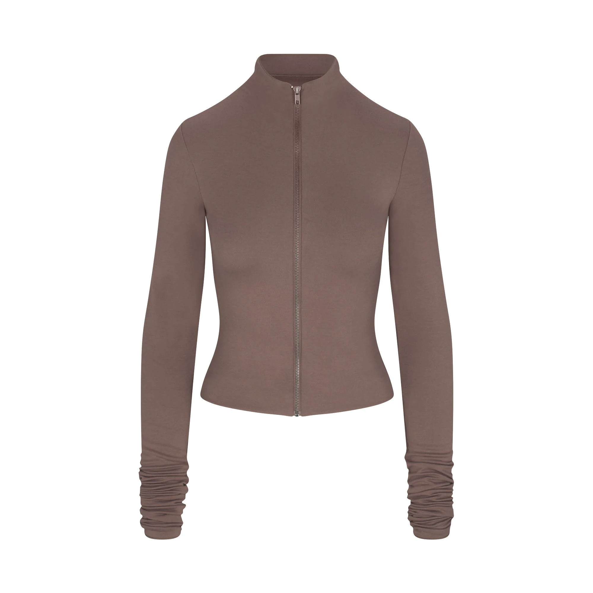 SKIMS CLOUD ZIP UP TOP | AMETHYST FLAT ON A WHITE BACKGROUND | FLT | FLT