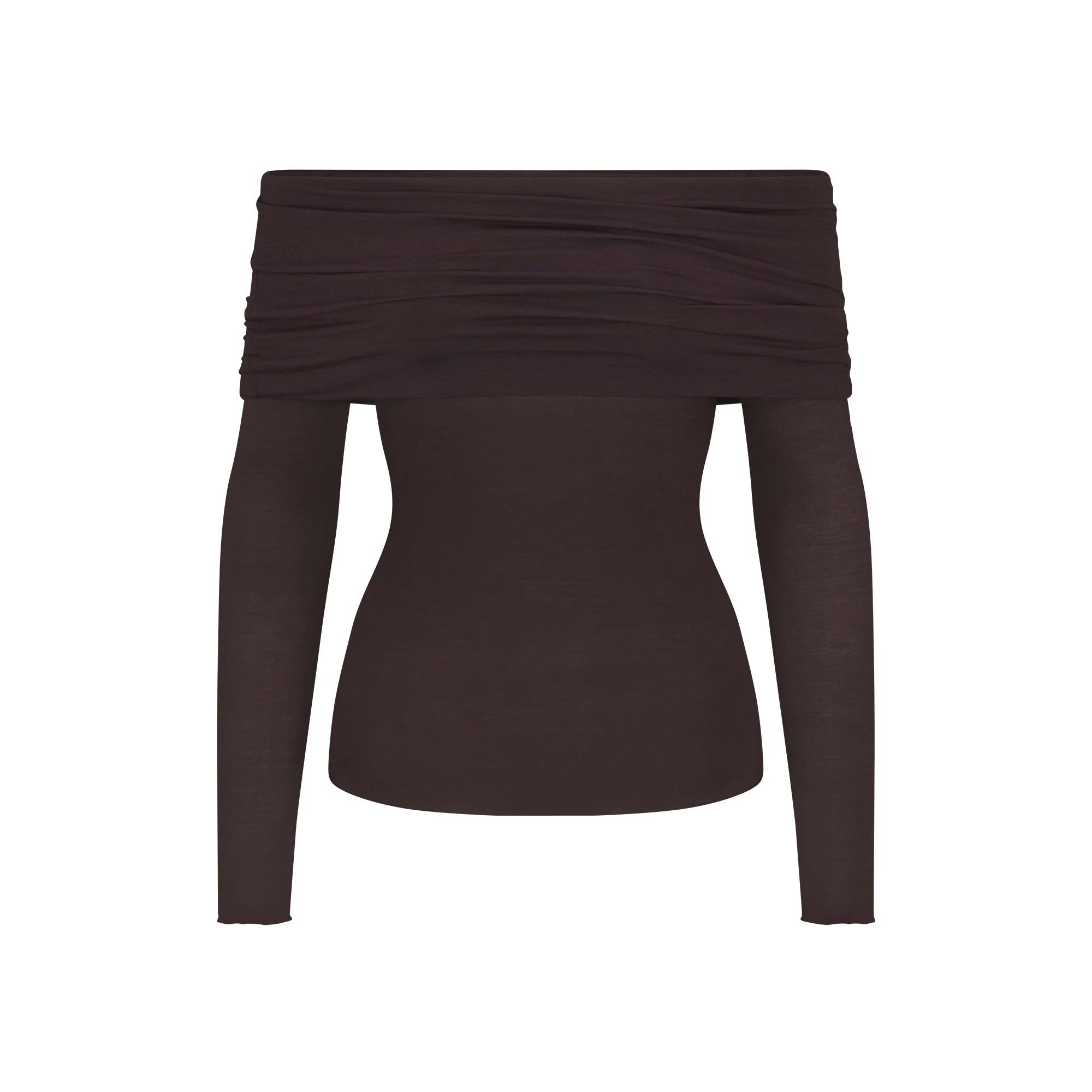 SHEER MODAL OFF THE SHOULDER TOP | PHOENIX FLAT ON A WHITE BACKGROUND | FLT