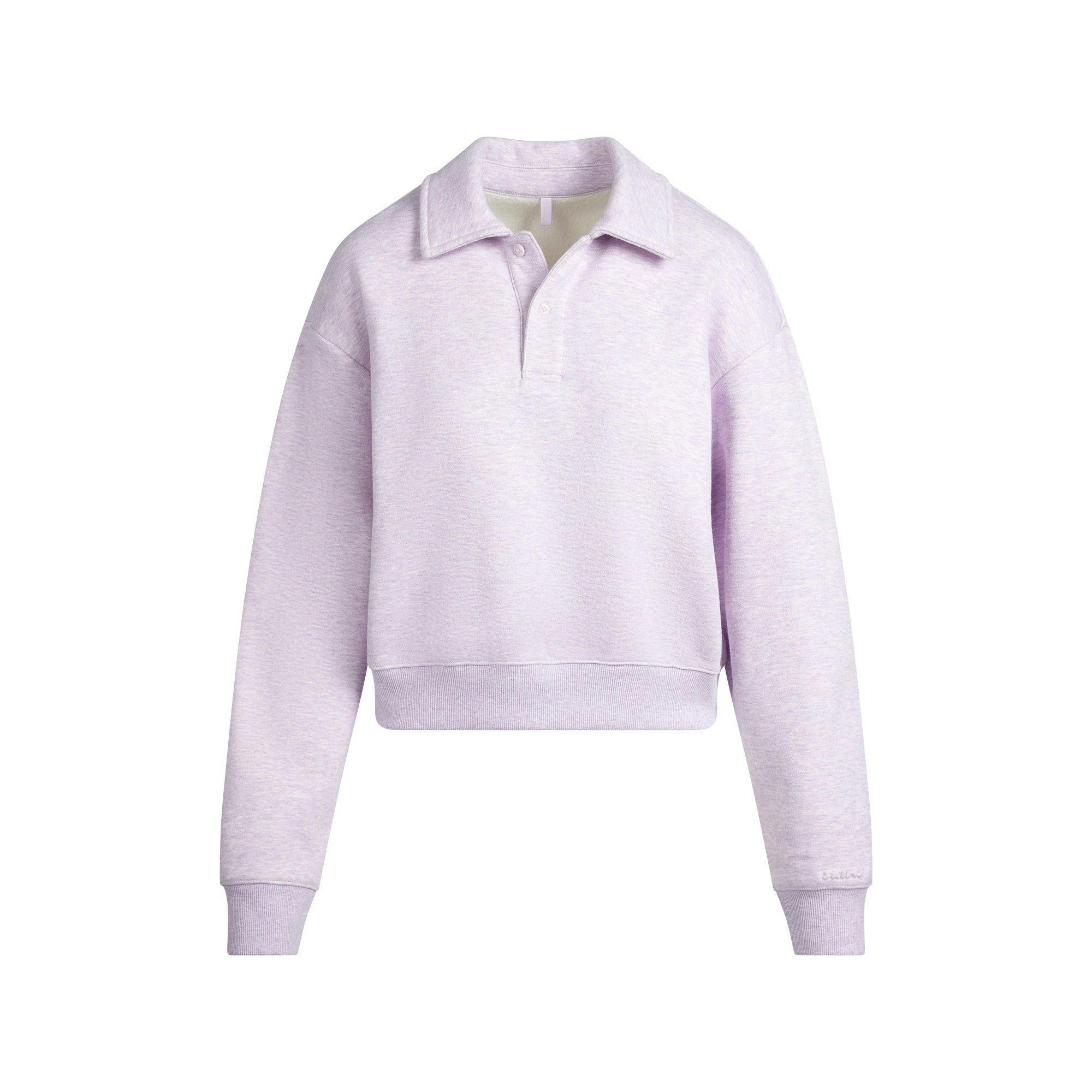 COTTON FLEECE POLO SWEATSHIRT | PURPLE HEATHER FLAT ON A WHITE BACKGROUND @ | FLT