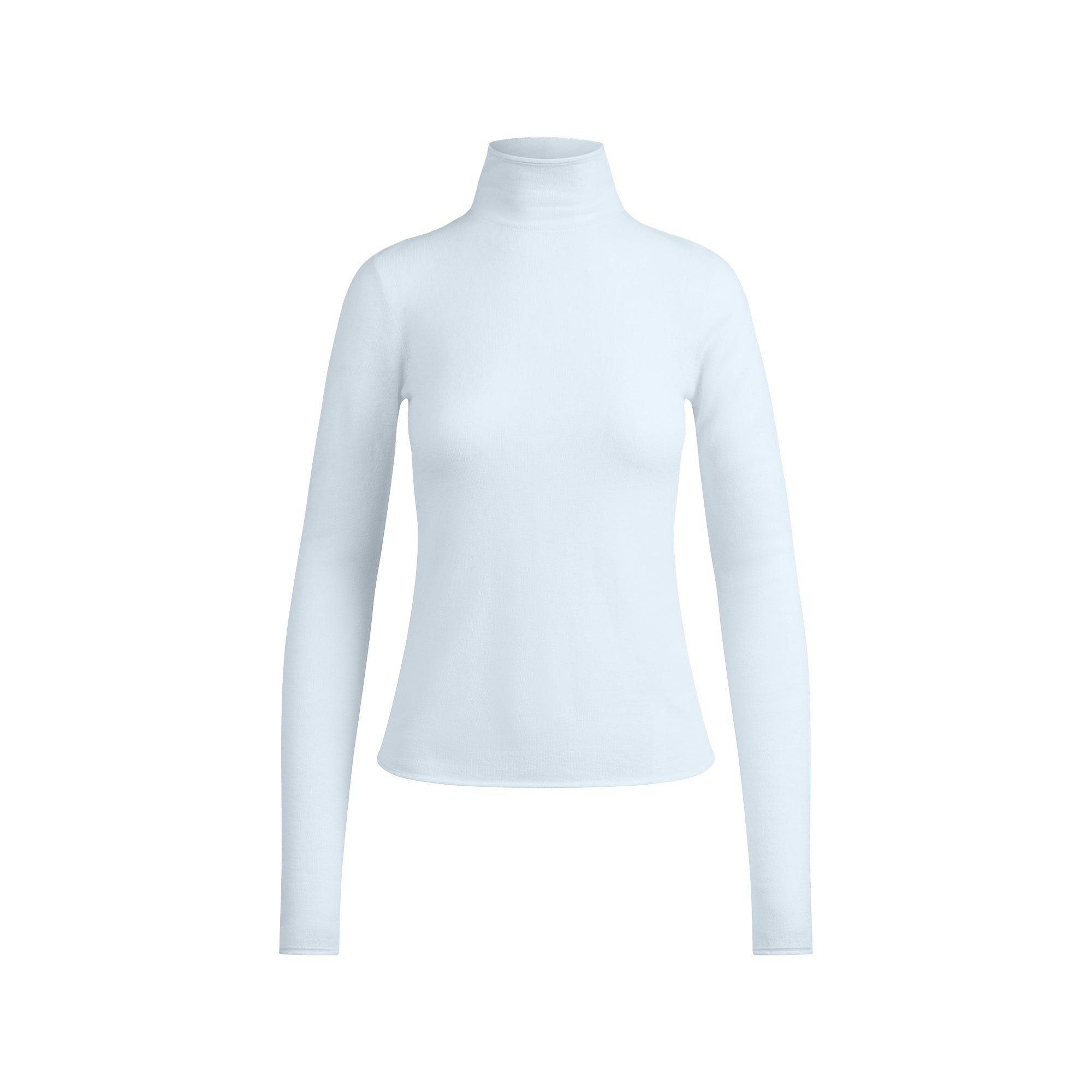 FEATHERWEIGHT CASHMERE TURTLENECK | PEARL FLAT ON A WHITE BACKGROUND | FLT