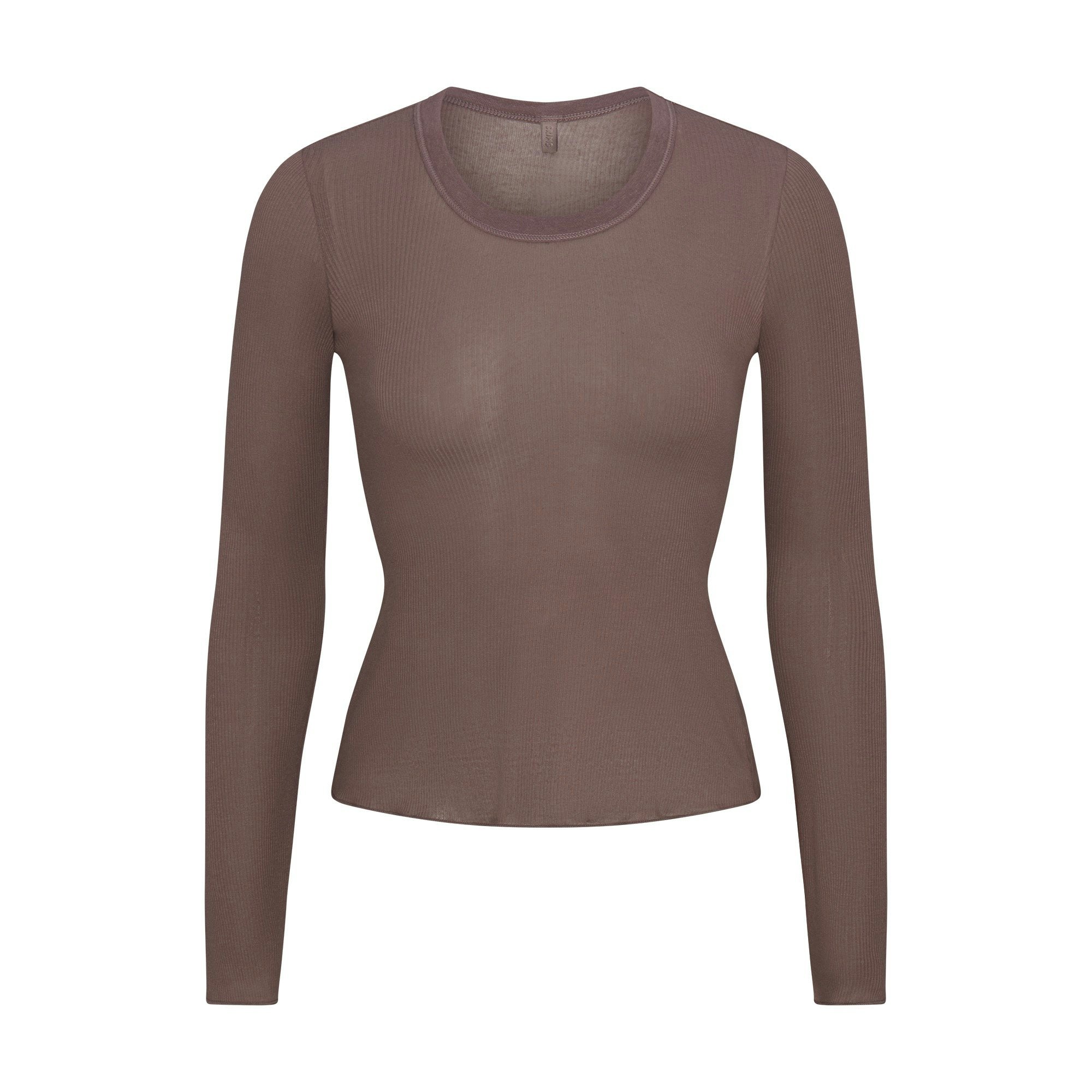 SHEER RIB LONG SLEEVE WIDE CREW | PEWTER FLAT ON A WHITE BACKGROUND | FLT