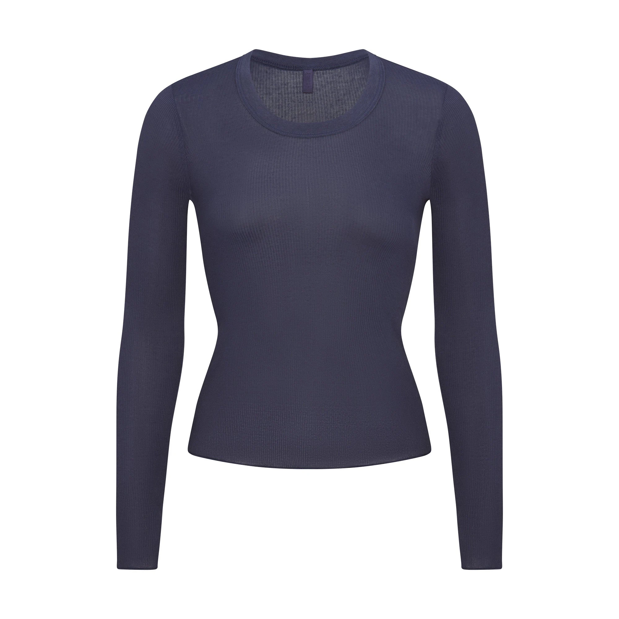 SHEER RIB LONG SLEEVE WIDE CREW | SLEET FLAT ON A WHITE BACKGROUND | FLT