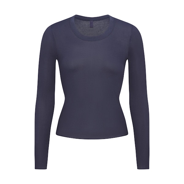 SHEER RIB LONG SLEEVE WIDE CREW | SLEET FLAT ON A WHITE BACKGROUND | FLT