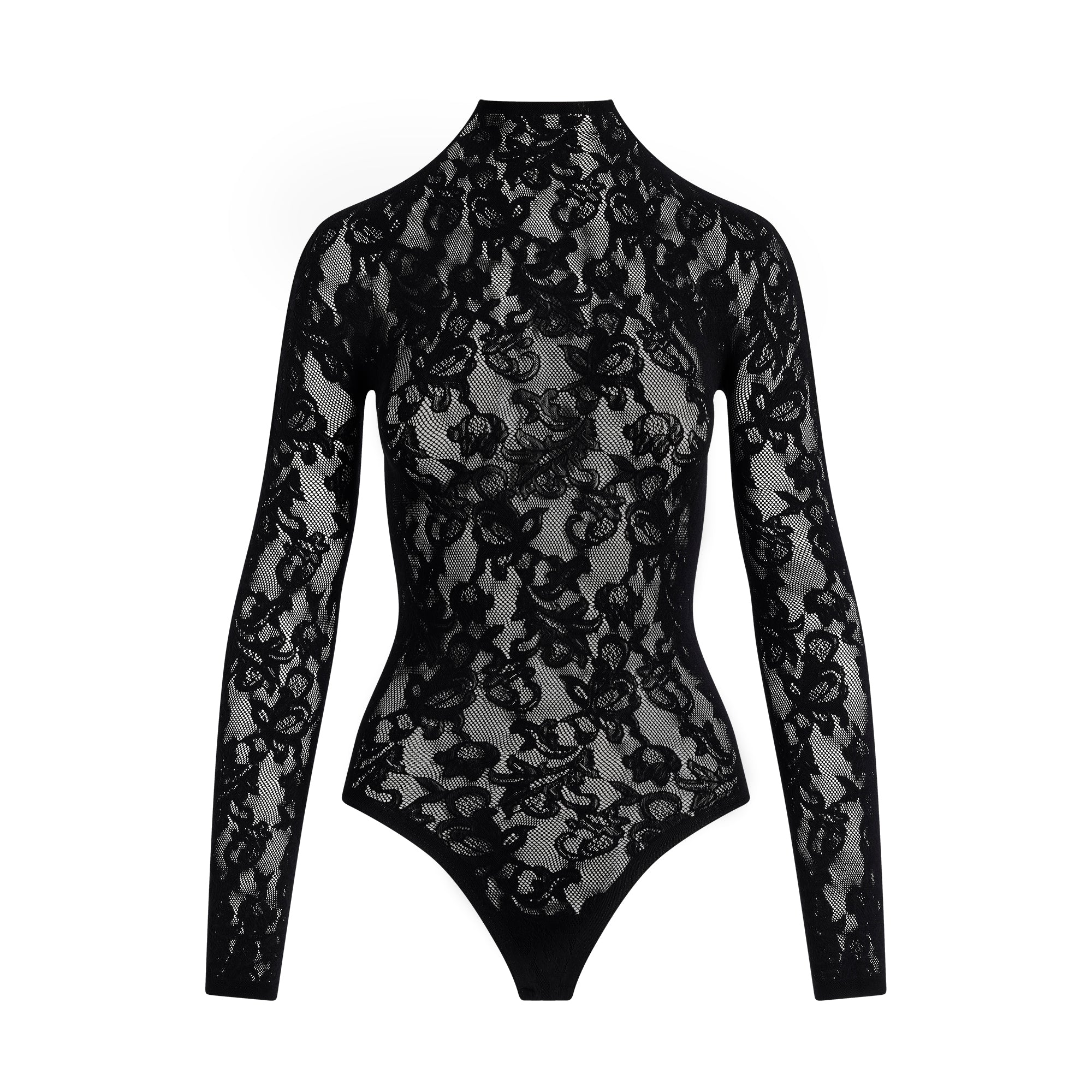 KNIT LACE MOCK NECK BODYSUIT | ONYX