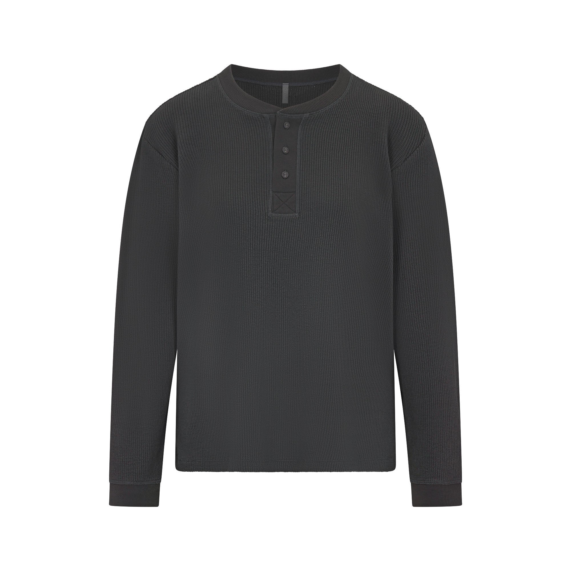 HEAVY WAFFLE LONG SLEEVE HENLEY | ASH | XXS