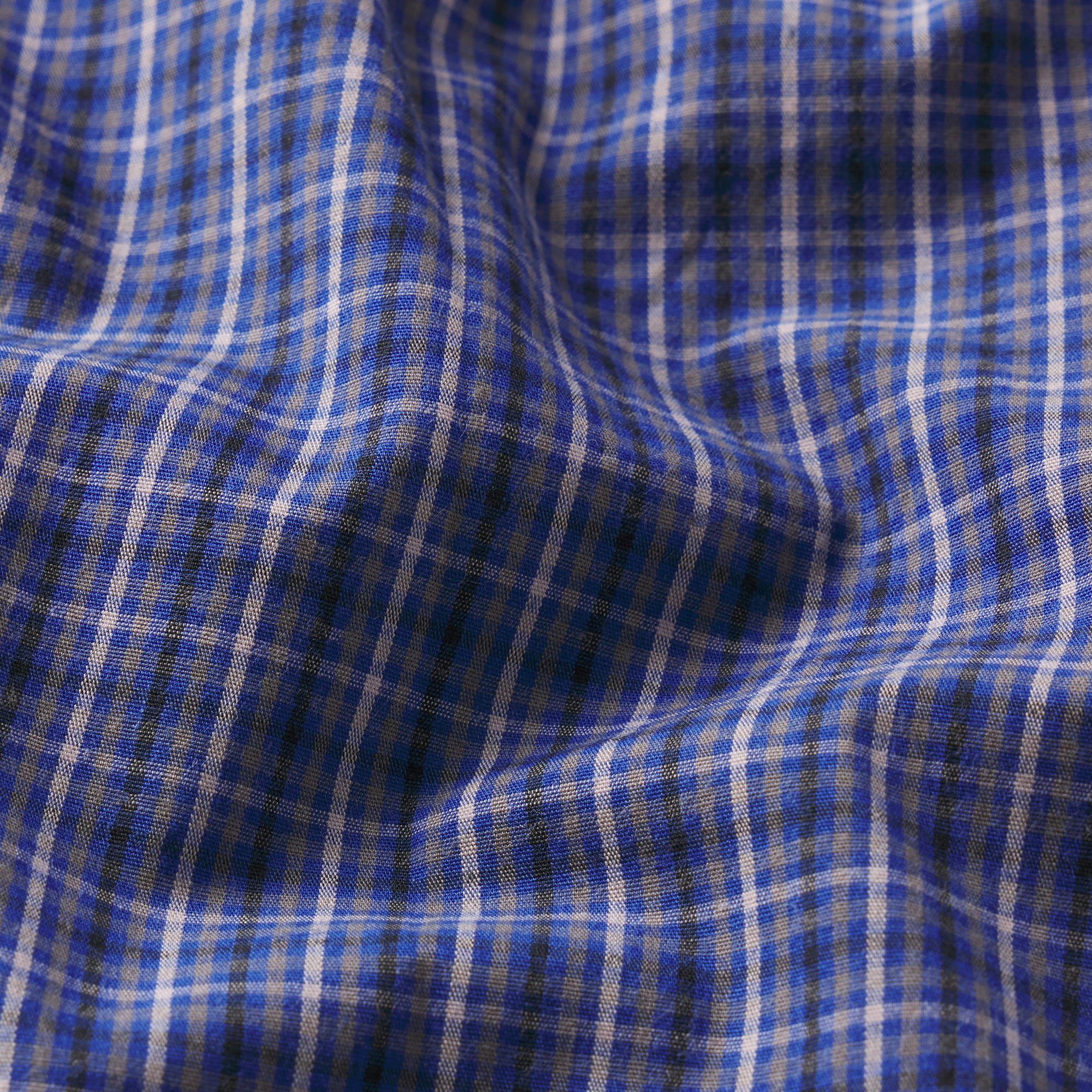 COTTON POPLIN MICRO SHORT SLEEP SET | NAVY CHECK ADDITIONAL FABRIC DETAILS