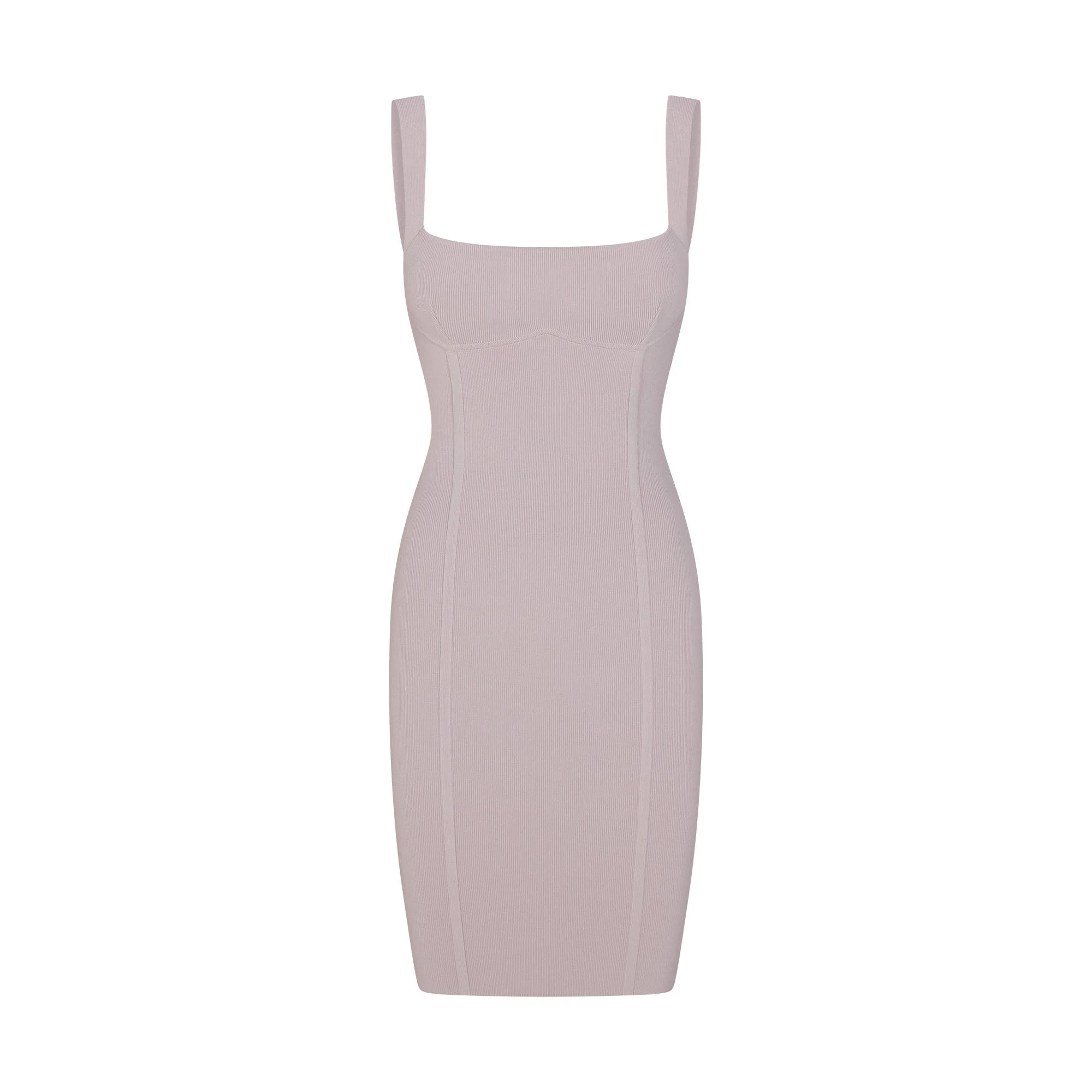 REFINED KNIT MIDI DRESS | IRIS MICA FLAT ON A WHITE BACKGROUND | FLT