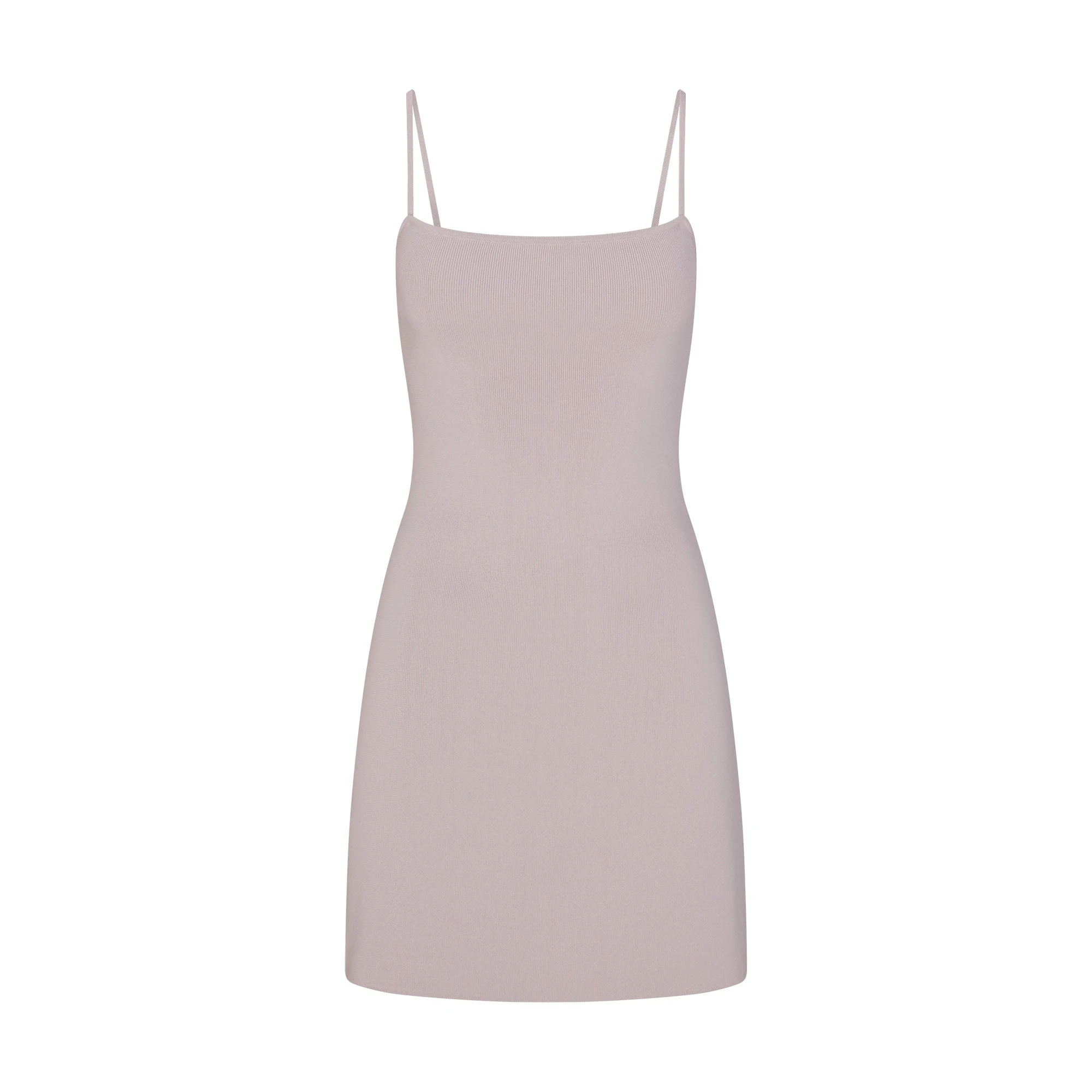 REFINED KNIT MINI DRESS | IRIS MICA FLAT ON A WHITE BACKGROUND | FLT