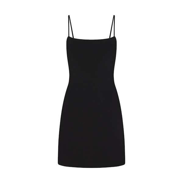 REFINED KNIT MINI DRESS | OBSIDIAN FLAT ON A WHITE BACKGROUND | FLT