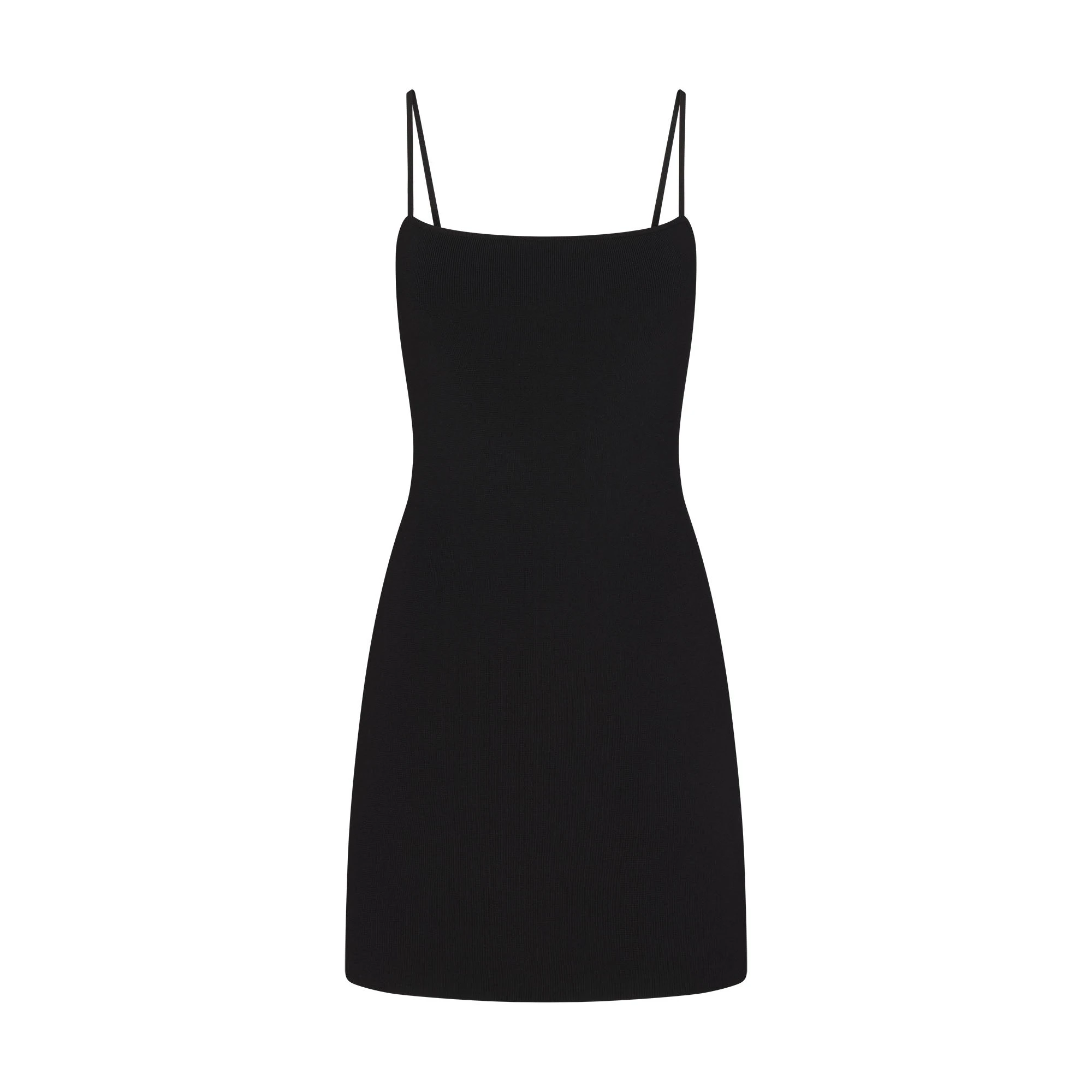 REFINED KNIT MINI DRESS | OBSIDIAN FLAT ON A WHITE BACKGROUND | FLT