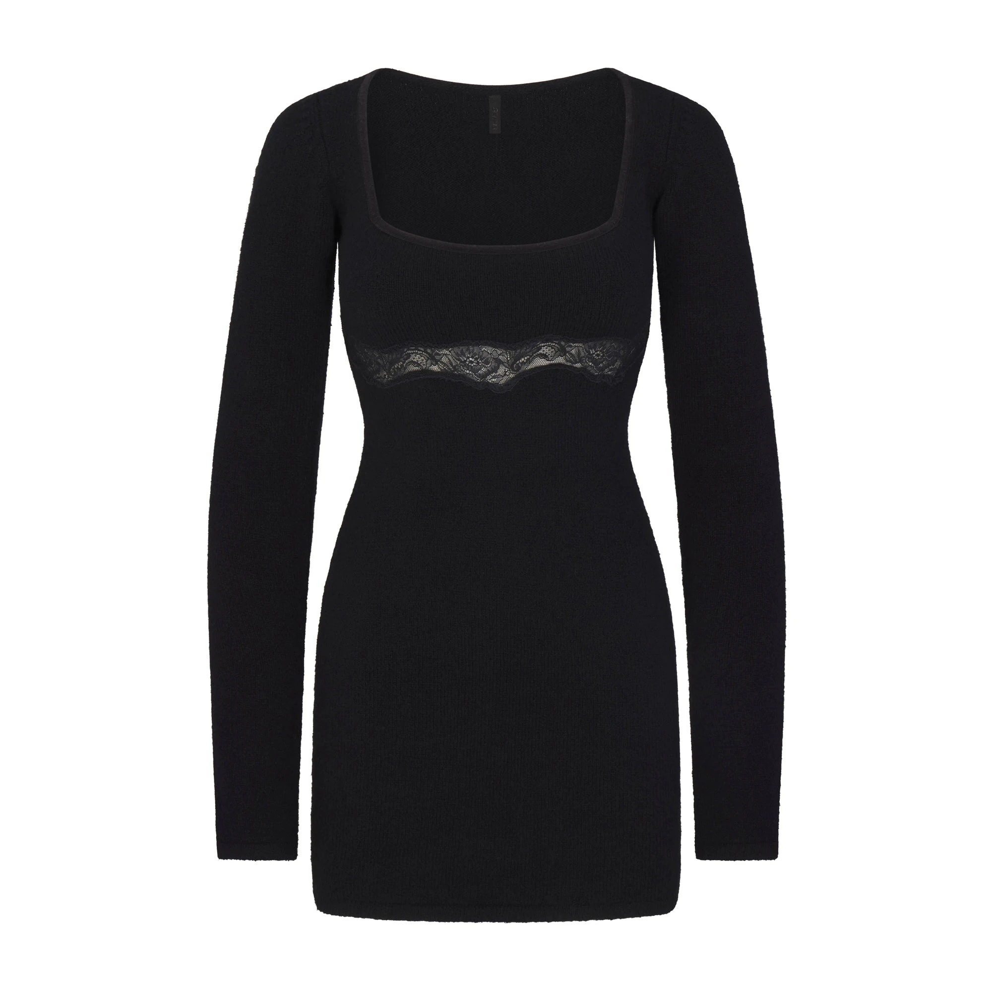 SKIMS Long Sleeve Mini Dress | Obsidian | Black | Lace Knit | S | Small | Women's SKIMS Long Sleeve Mini Dress | Obsidian | Black | Lace Knit | S | Small | Women's