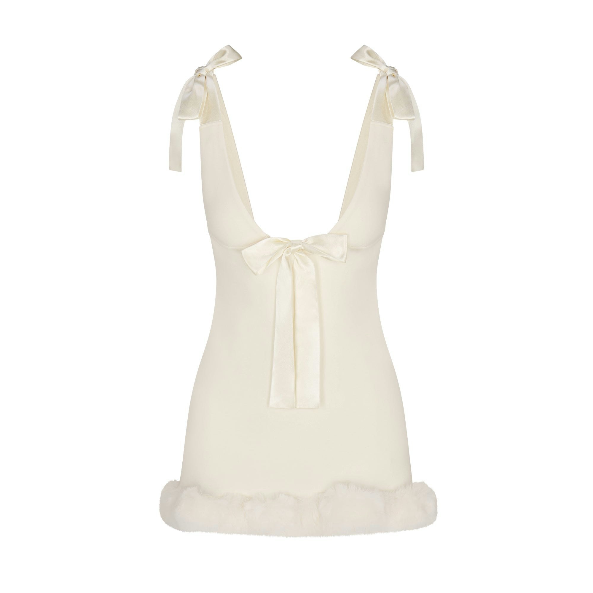 SKIMS CLOUD MINI DRESS | ECRU FLAT ON A WHITE BACKGROUND | FLT