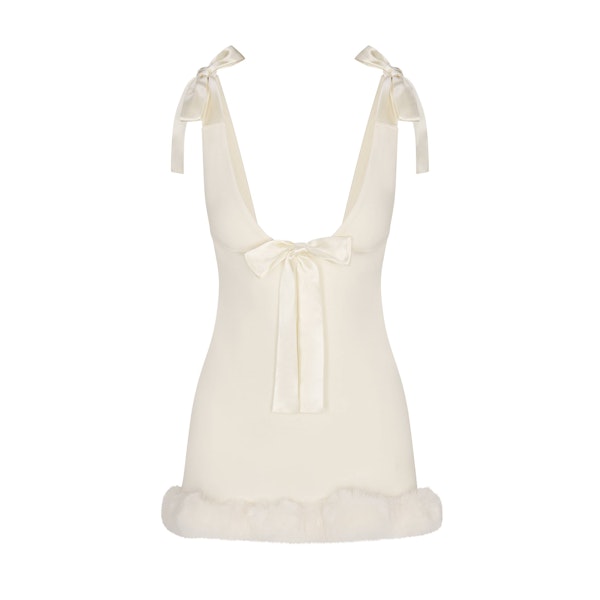 SKIMS CLOUD MINI DRESS | ECRU FLAT ON A WHITE BACKGROUND | FLT