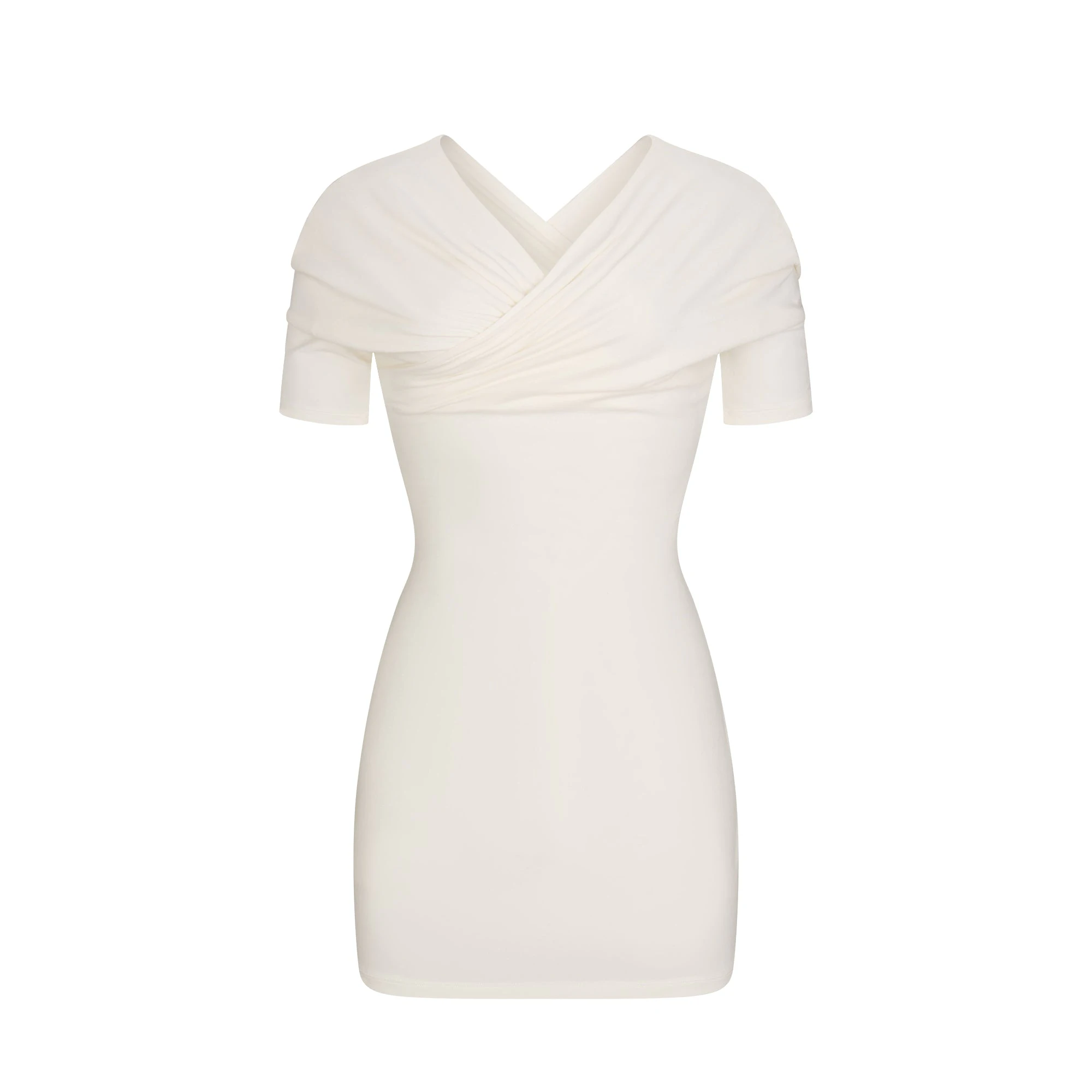 COTTON JERSEY WRAP MINI DRESS | MARBLE | XXS COTTON JERSEY WRAP MINI DRESS | MARBLE | XXS