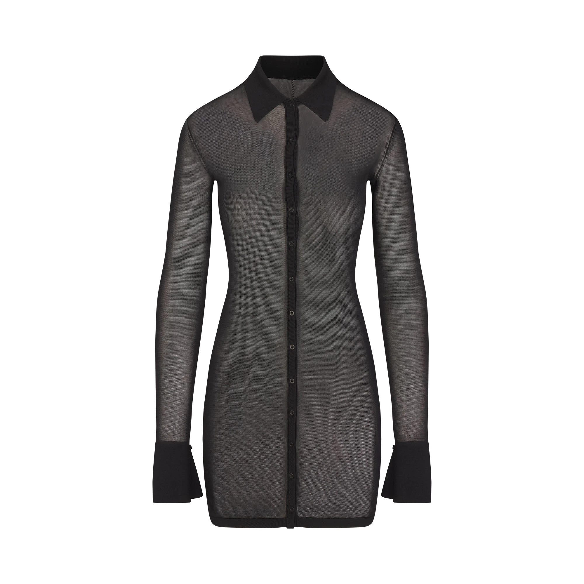 SLINKY KNIT BUTTON DOWN MINI DRESS | OBSIDIAN | SKIMS SLINKY KNIT BUTTON DOWN MINI DRESS | OBSIDIAN | SKIMS