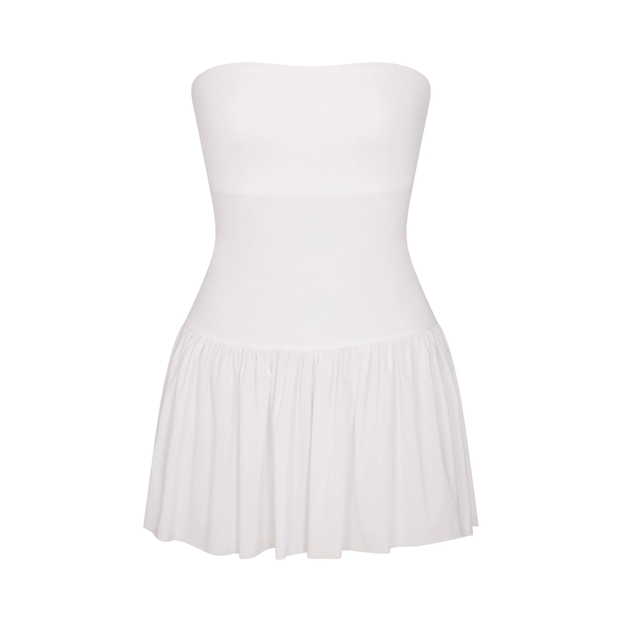 COTTON POPLIN MINI TUBE DRESS | SNOW FLAT ON A WHITE BACKGROUND | FLT