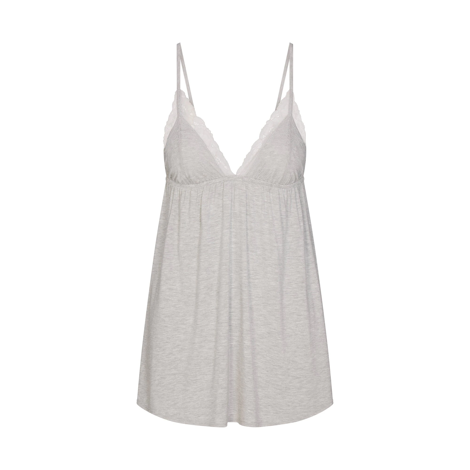 SKIMS SLEEP BABYDOLL DRESS | LIGHT HEATHER GREY FLAT ON A WHITE BACKGROUND | FLT