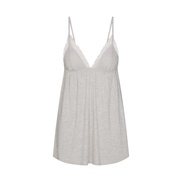 SKIMS SLEEP BABYDOLL DRESS | LIGHT HEATHER GREY FLAT ON A WHITE BACKGROUND | FLT