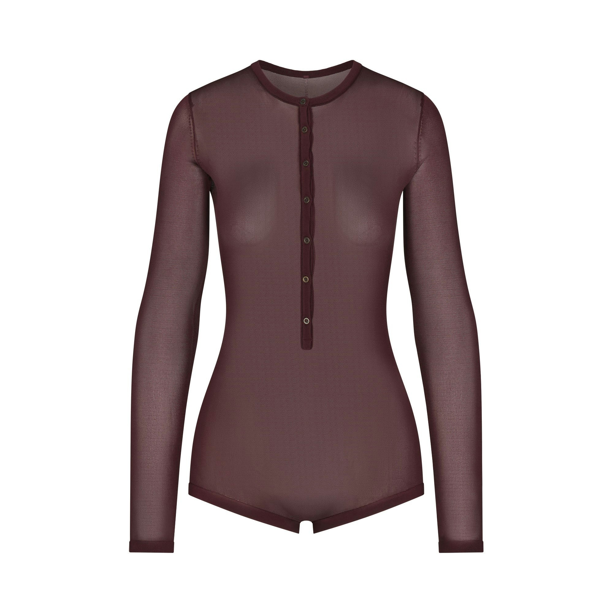 SLINKY KNIT BUTTON UP HENLEY ONESIE | CURRANT FLAT ON A WHITE BACKGROUND | FLT