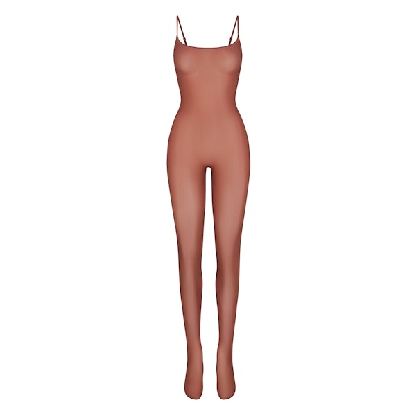 MILKY SHEER FOOTED CATSUIT | BRANDY (CATSUITS, BODYSUITS) FLAT ON A WHITE BACKGROUND | FLT