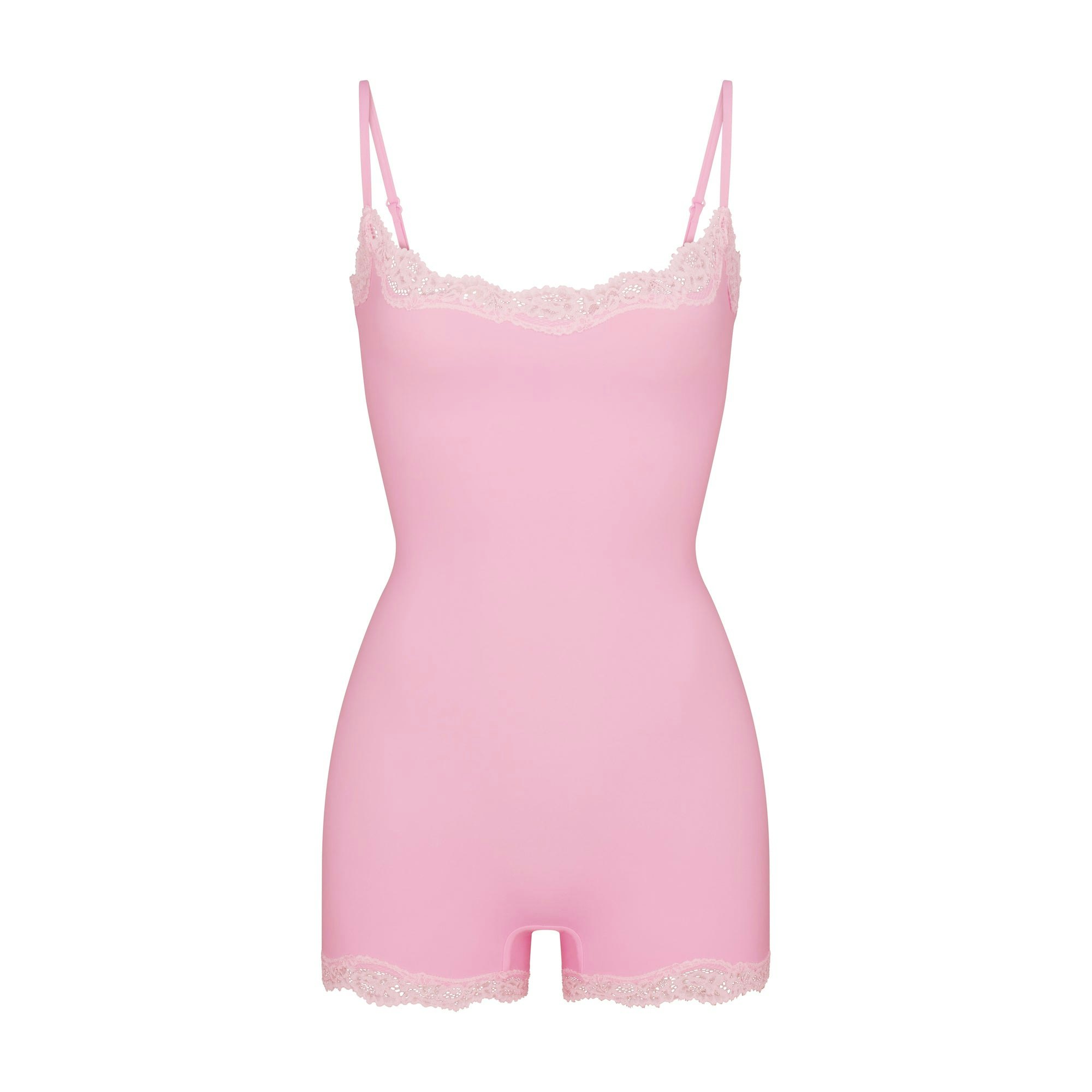 FITS EVERYBODY LACE ONESIE | BUBBLEGUM TONAL FLAT ON A WHITE BACKGROUND @ | FLT