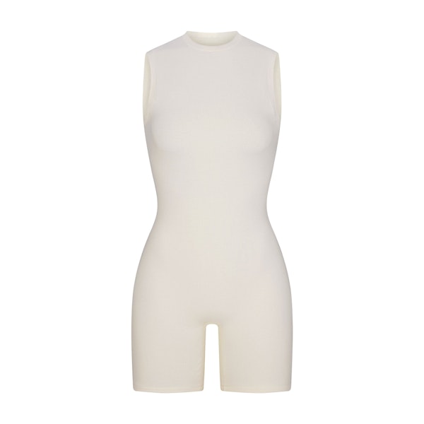 COTTON RIB OPEN BACK ONESIE | MARBLE (ONESIES, BODYSUITS) FLAT ON A WHITE BACKGROUND | FLT