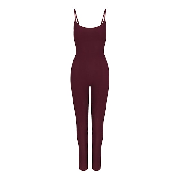 SOFT LOUNGE CAMI CATSUIT BORDEAUX FLAT ON A WHITE BACKGROUND | FLT | FLT