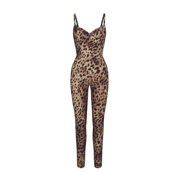 DOLCE&GABBANA X SKIMS SKIMS BODY CATSUIT | LEOPARD (CATSUITS) FLAT ON A WHITE BACKGROUND | FLT