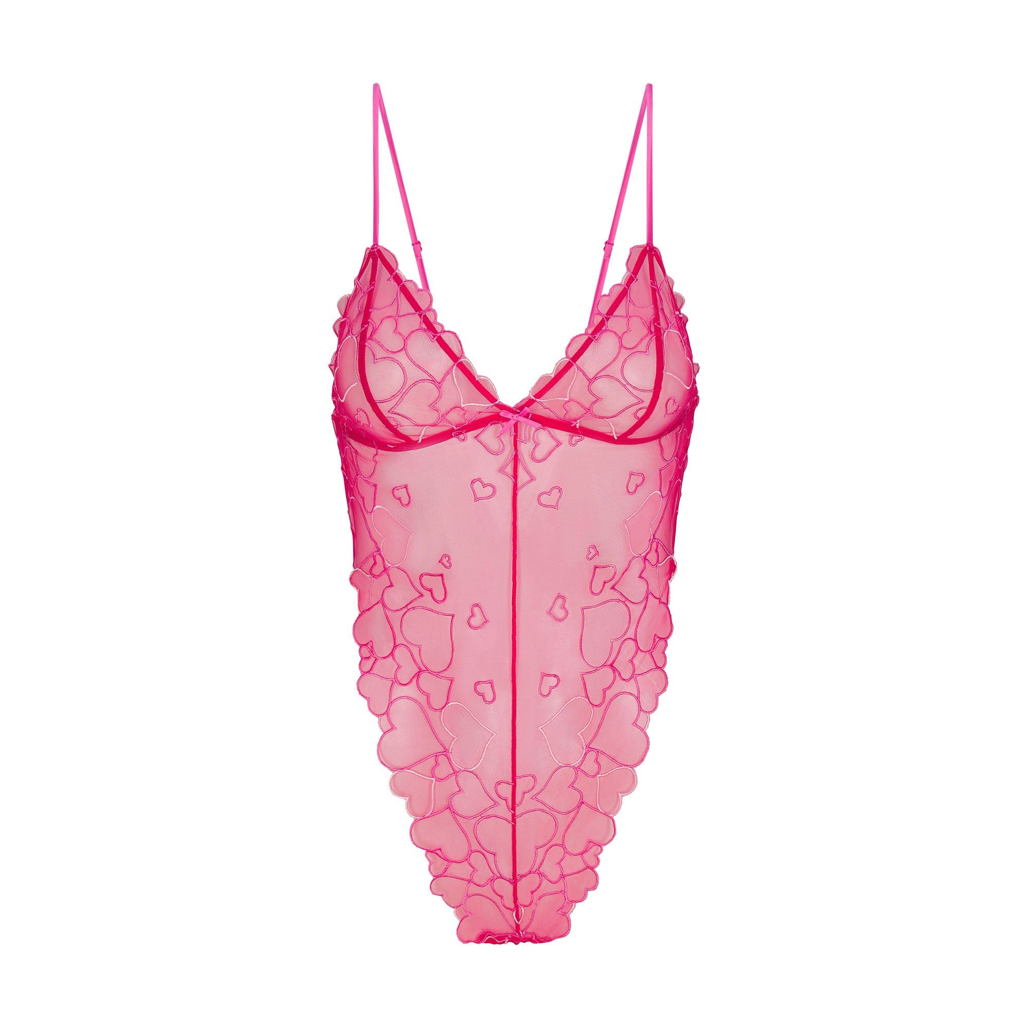 EMBROIDERED TULLE TEDDY | PUNCH FLAT ON A WHITE BACKGROUND | FLT