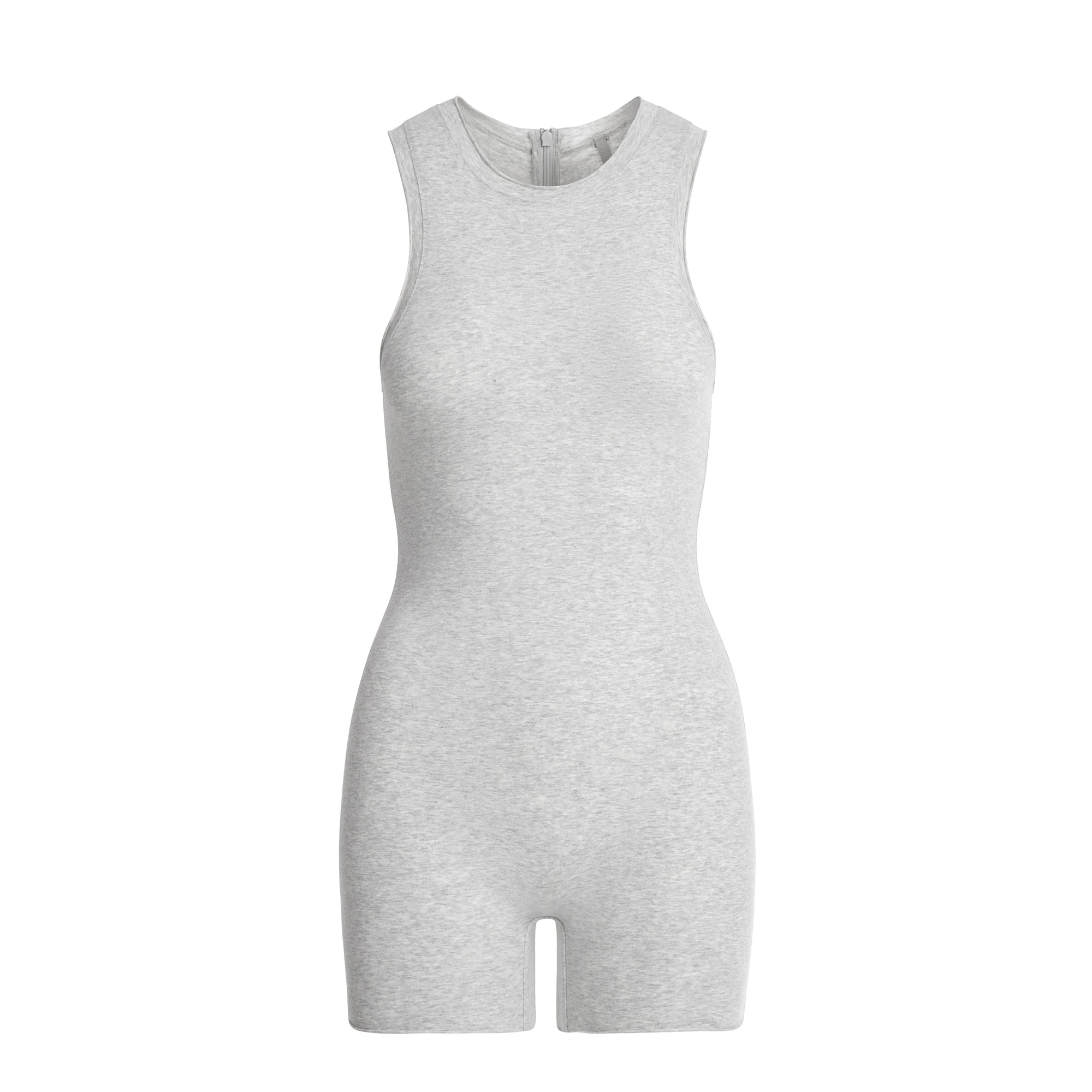 COTTON JERSEY TANK ONESIE | LIGHT HEATHER GREY FLAT ON A WHITE BACKGROUND | FLT