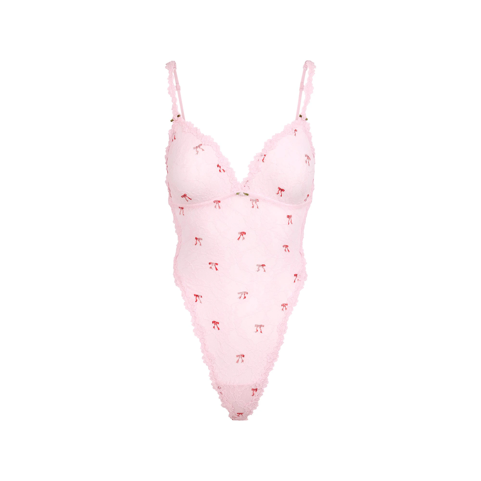 STRETCH LACE TEDDY | CHERRY BLOSSOM BOW PRINT FLAT ON A WHITE BACKGROUND | FLT