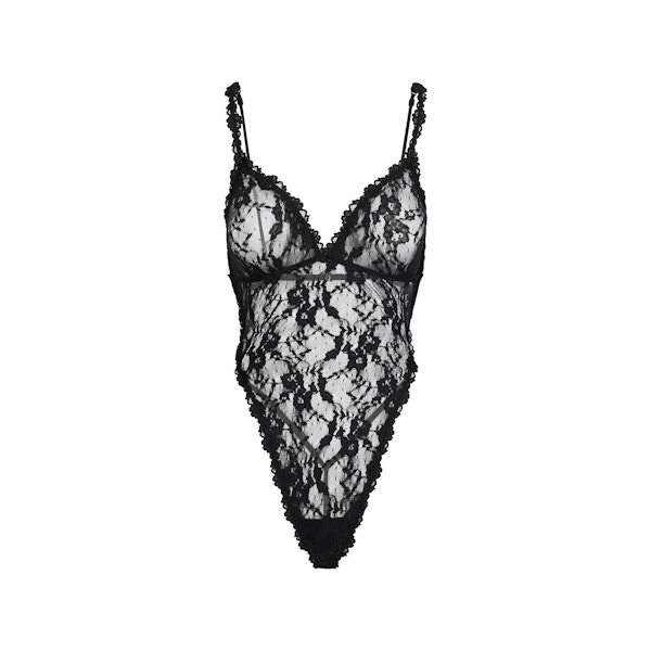 STRETCH LACE TEDDY | SOOT FLAT ON A WHITE BACKGROUND | FLT