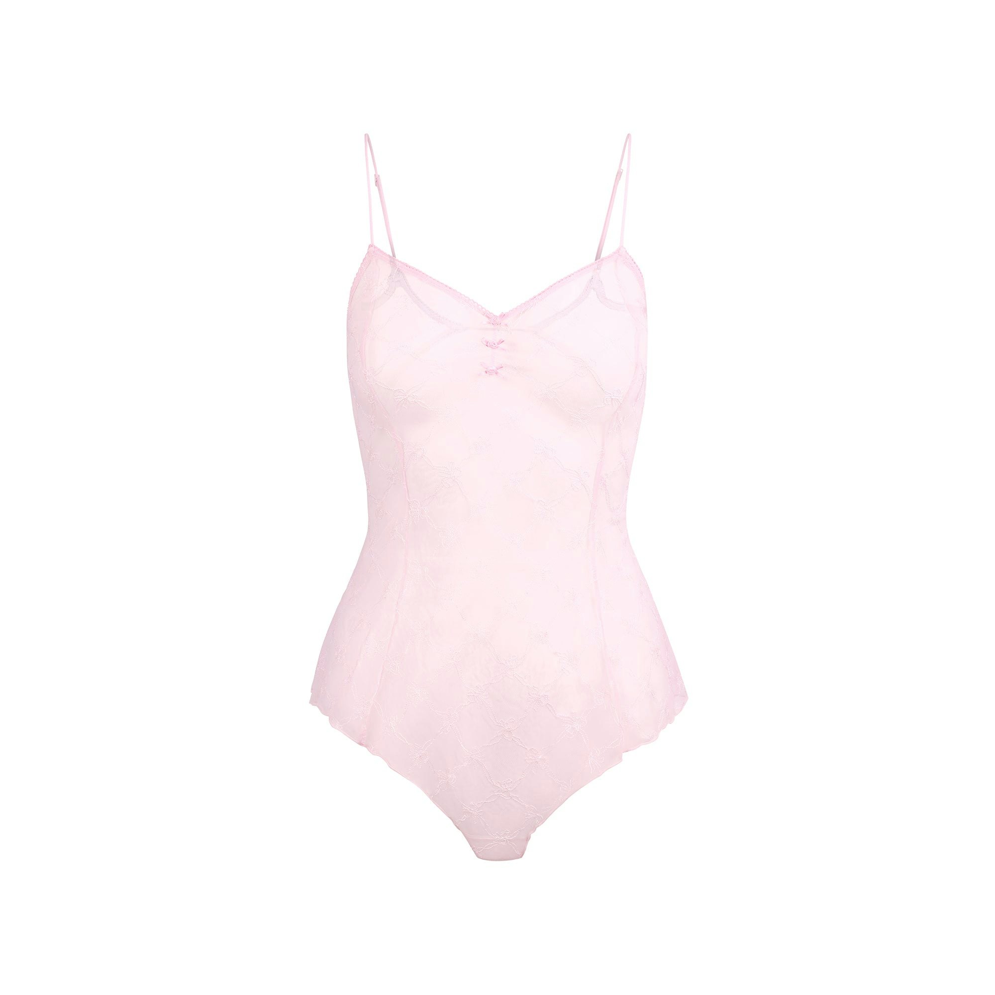 SPRING INTIMATES TEDDY | CHERRY BLOSSOM BOW TULLE FLAT ON A WHITE BACKGROUND | FLT