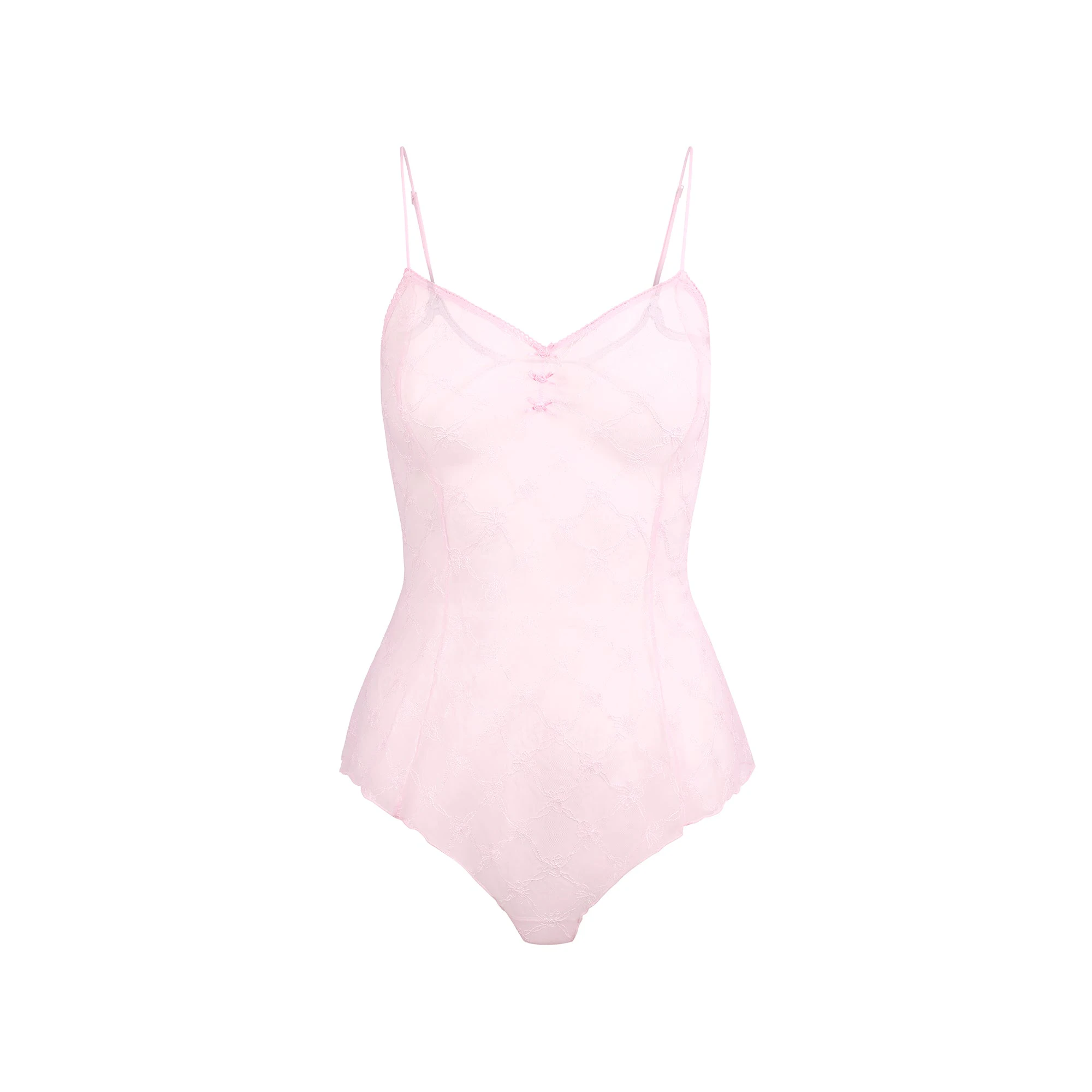 SPRING INTIMATES TEDDY | CHERRY BLOSSOM BOW TULLE FLAT ON A WHITE BACKGROUND | FLT