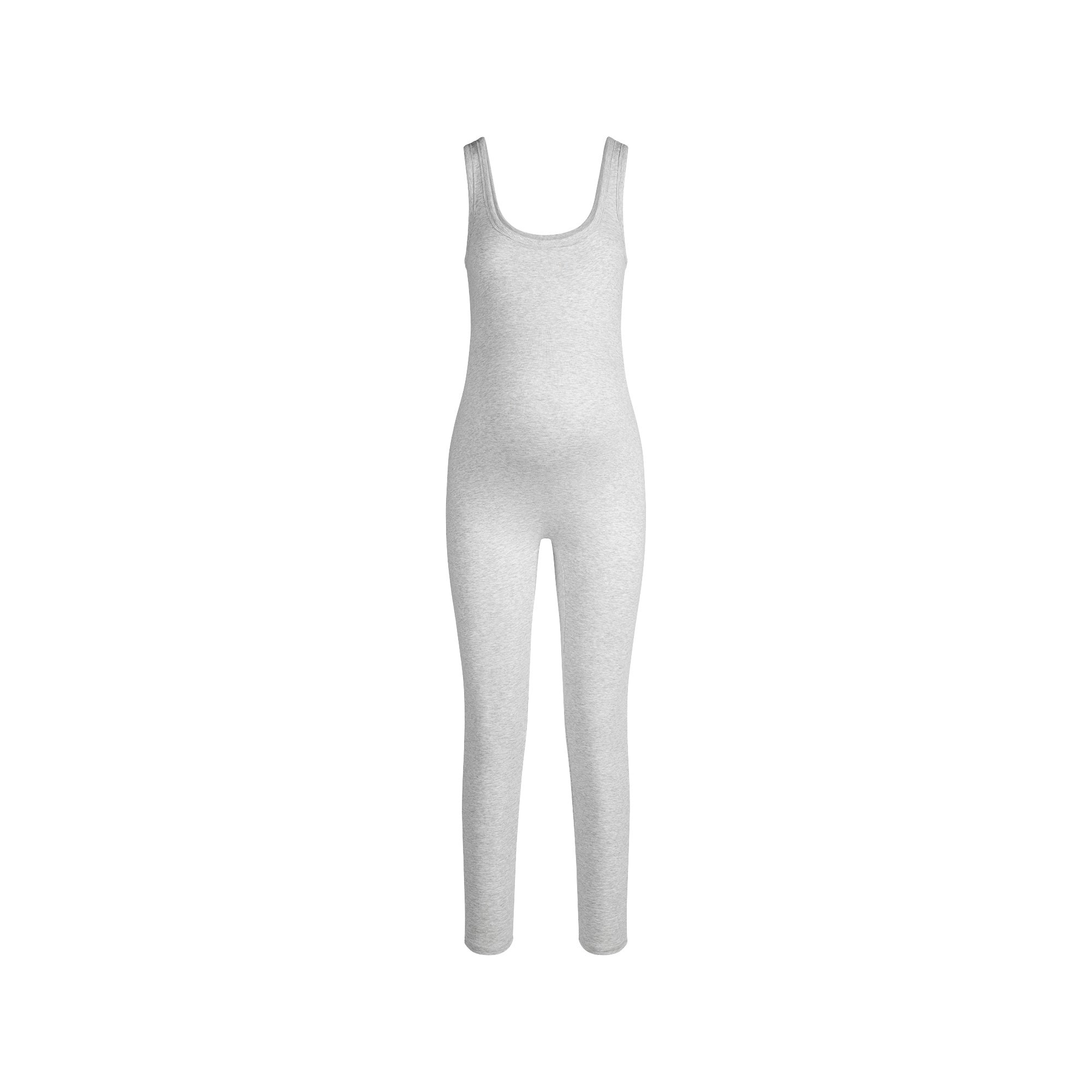 COTTON JERSEY MATERNITY CATSUIT | LIGHT HEATHER GREY FLAT ON A WHITE BACKGROUND | FLT