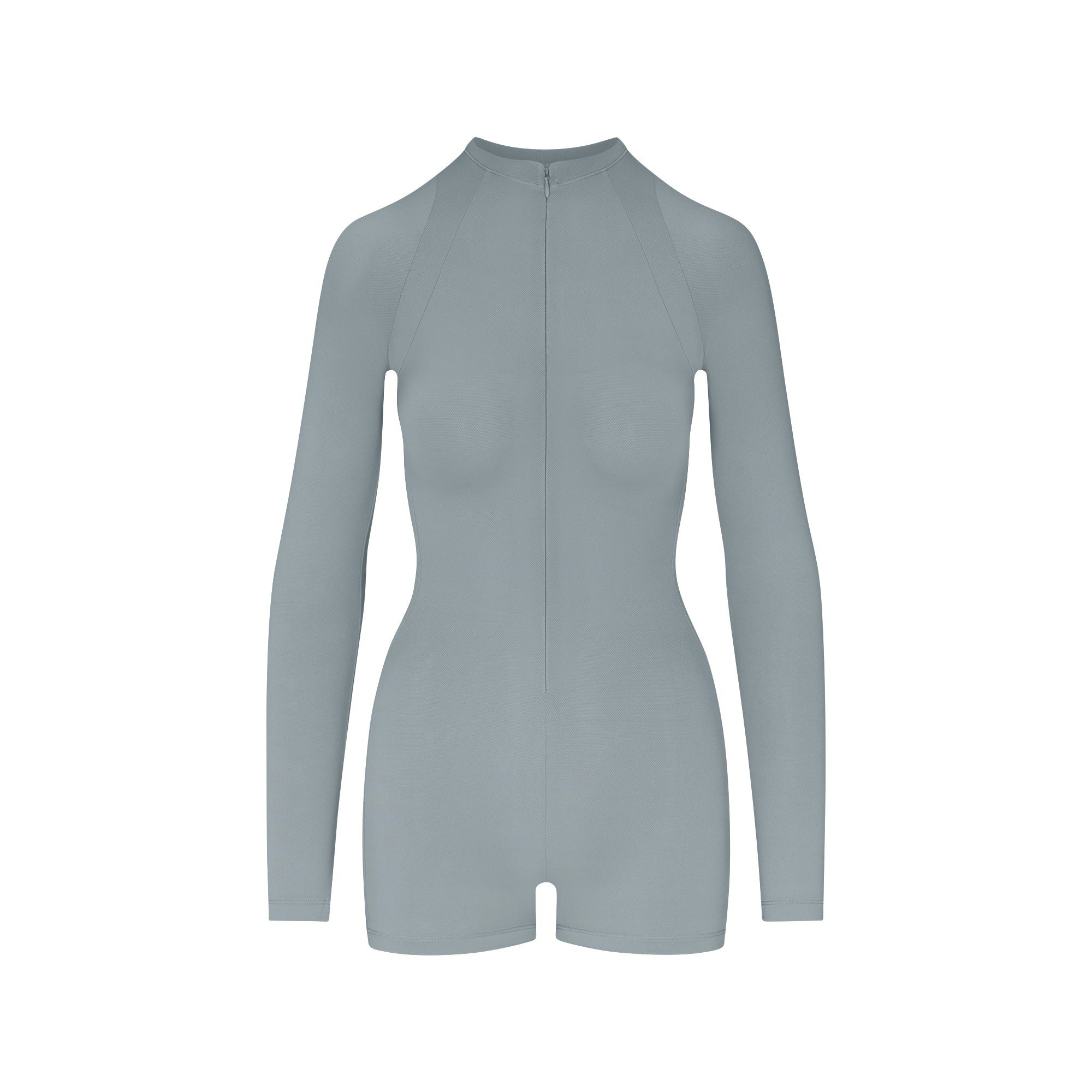 NikeSKIMS AIRY CREWNECK LONG SLEEVE ONE PIECE | WASHED PACIFIC FLAT ON A WHITE BACKGROUND | FLT