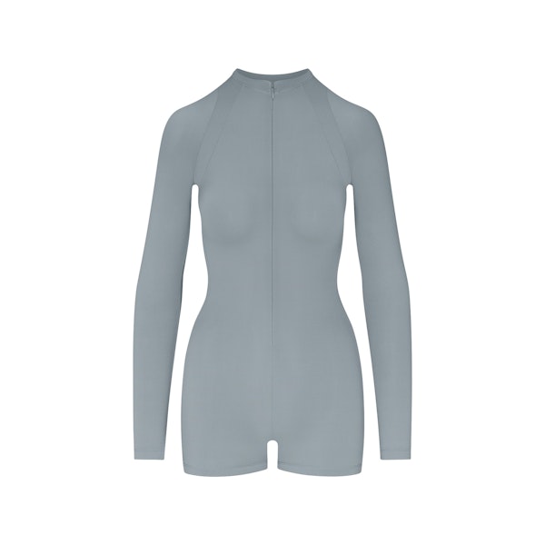 NikeSKIMS AIRY CREWNECK LONG SLEEVE ONE PIECE | WASHED PACIFIC FLAT ON A WHITE BACKGROUND | FLT