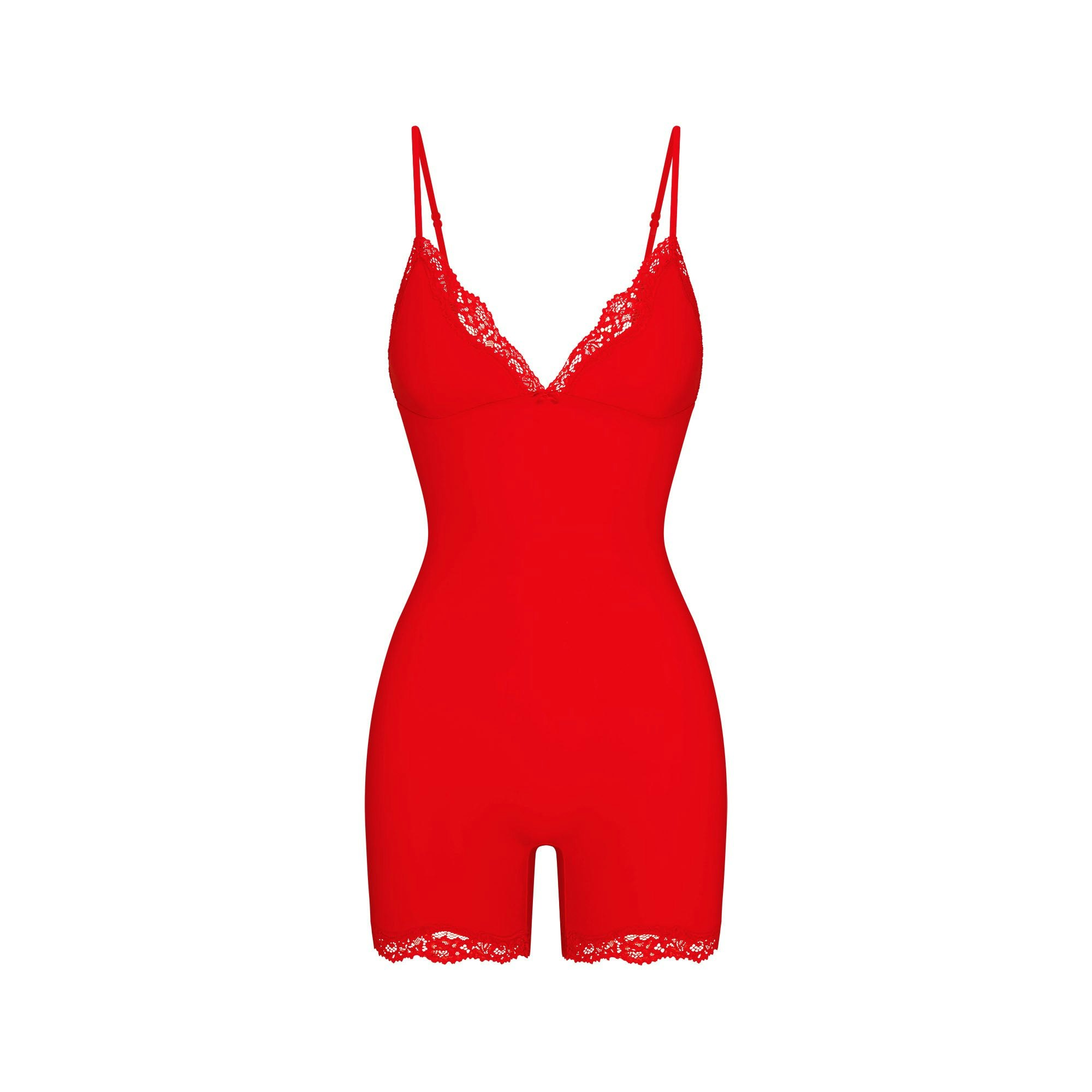 FITS EVERYBODY LACE TRIANGLE ONESIE | CAYENNE FLAT ON A WHITE BACKGROUND | FLT