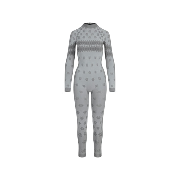 SKIMS FIRST LAYERS TURTLENECK CATSUIT | MIRROR WINTER FAIR ISLE FLAT ON A WHITE BACKGROUND | FLT